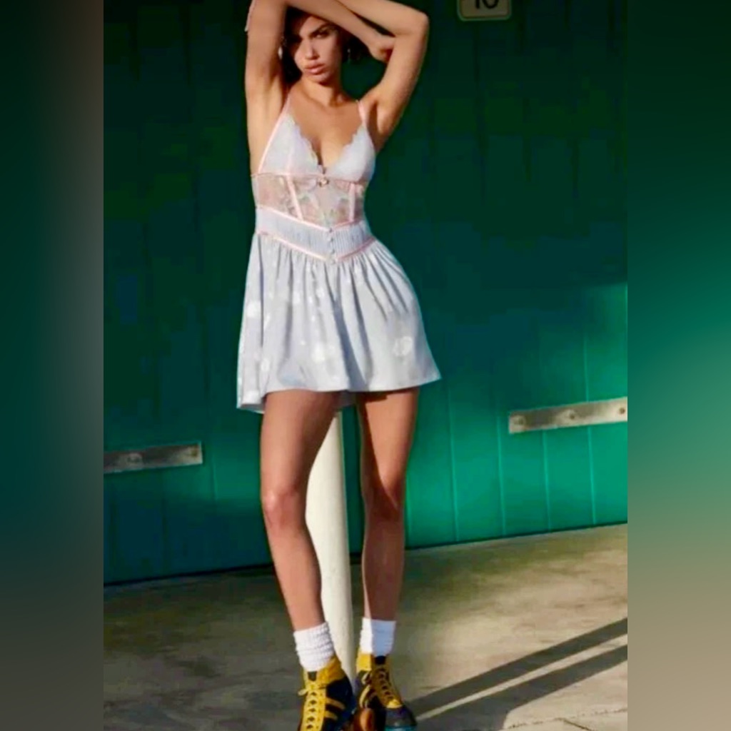 Victoria Secret X For Love & Lemons Collab High Tide Mini Slip Dress Zb9